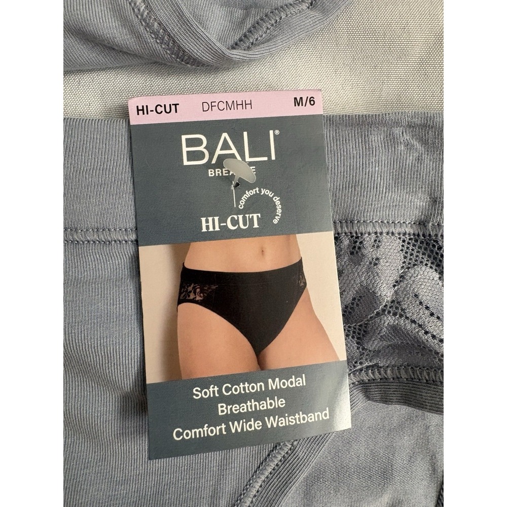 NEW Bali Brief Breathe Cotton Modal Lace High Cut Brief Women's Medium 3 Pair - Picture 4 of 8
